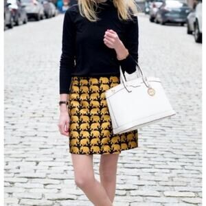 J.Crew Elephant Parade Origami Mini Skirt Black Gold Women’s Size 2